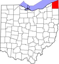 Karte von Ashtabula County innerhalb von Ohio
