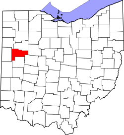 Karte von Auglaize County innerhalb von Ohio