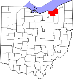 Karte von Cuyahoga County innerhalb von Ohio