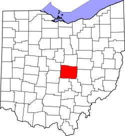 Karte von Licking County innerhalb von Ohio