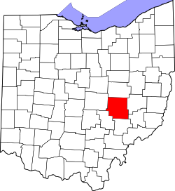Karte von Muskingum County innerhalb von Ohio