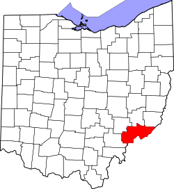 Karte von Washington County innerhalb von Ohio