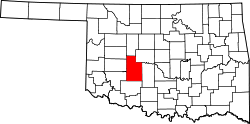 Karte von Caddo County innerhalb von Oklahoma