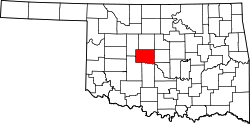 Karte von Canadian County innerhalb von Oklahoma