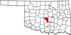 Karte von Cleveland County innerhalb von Oklahoma