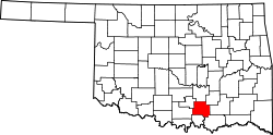 Karte von Johnston County innerhalb von Oklahoma