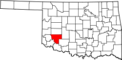 Karte von Kiowa County innerhalb von Oklahoma