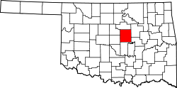 Karte von Lincoln County innerhalb von Oklahoma