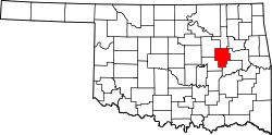 Karte von Okmulgee County innerhalb von Oklahoma