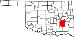 Karte von Pittsburg County innerhalb von Oklahoma