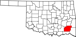 Karte von Pushmataha County innerhalb von Oklahoma