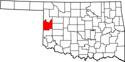 Karte von Roger Mills County innerhalb von Oklahoma