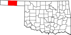 Karte von Texas County innerhalb von Oklahoma