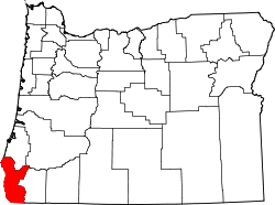 Karte von Curry County innerhalb von Oregon