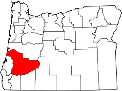 Karte von Douglas County innerhalb von Oregon