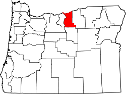 Karte von Gilliam County innerhalb von Oregon