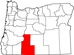 Karte von Klamath County innerhalb von Oregon