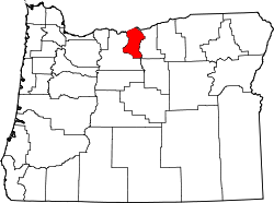 Karte von Sherman County innerhalb von Oregon