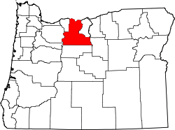 Karte von Wasco County innerhalb von Oregon