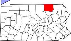 Karte von Bradford County innerhalb von Pennsylvania
