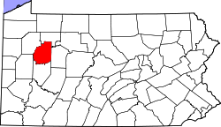 Karte von Clarion County innerhalb von Pennsylvania