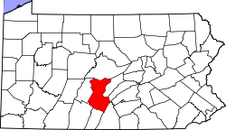 Karte von Huntingdon County innerhalb von Pennsylvania