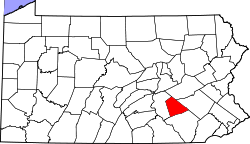Karte von Lebanon County innerhalb von Pennsylvania