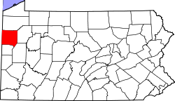 Karte von Mercer County innerhalb von Pennsylvania
