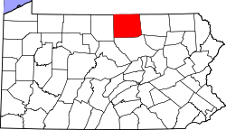 Karte von Tioga County innerhalb von Pennsylvania