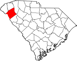 Karte von Anderson County innerhalb von South Carolina
