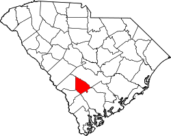 Karte von Bamberg County innerhalb von South Carolina