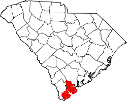 Karte von Beaufort County innerhalb von South Carolina