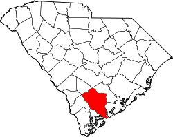 Karte von Colleton County innerhalb von South Carolina
