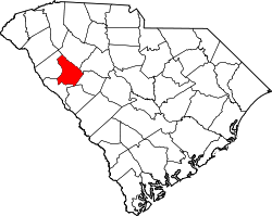 Karte von Greenwood County innerhalb von South Carolina
