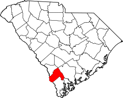 Karte von Hampton County innerhalb von South Carolina