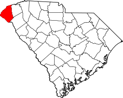 Karte von Oconee County innerhalb von South Carolina