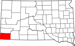 Karte von Fall River County innerhalb von South Dakota