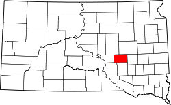Karte von Jerauld County innerhalb von South Dakota