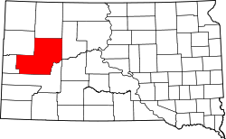Karte von Meade County innerhalb von South Dakota