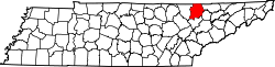 Karte von Campbell County innerhalb von Tennessee