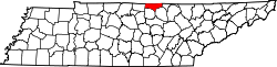Karte von Clay County innerhalb von Tennessee