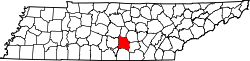 Karte von Coffee County innerhalb von Tennessee