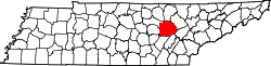 Karte von Cumberland County innerhalb von Tennessee