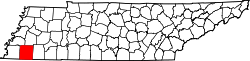 Karte von Fayette County innerhalb von Tennessee