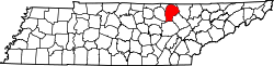 Karte von Fentress County innerhalb von Tennessee