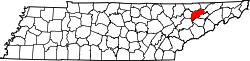 Karte von Grainger County innerhalb von Tennessee