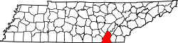 Karte von Hamilton County innerhalb von Tennessee