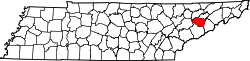 Karte von Jefferson County innerhalb von Tennessee