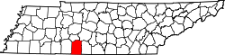 Karte von Lawrence County innerhalb von Tennessee