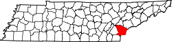 Karte von Monroe County innerhalb von Tennessee